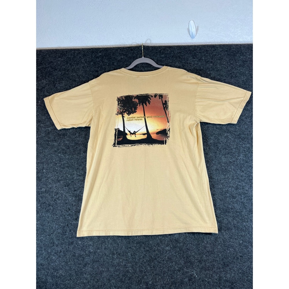 Vintage 90s Workaholic Funny T-Shirt Tan USA Boss Tee Hammock USA Sunset Medium